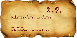 Kálmán Irén névjegykártya